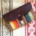 The Shelburne Clutch // Bright Rainbow Stripe and Waxed Canvas with Soft Chocolate Brown Leather Closure