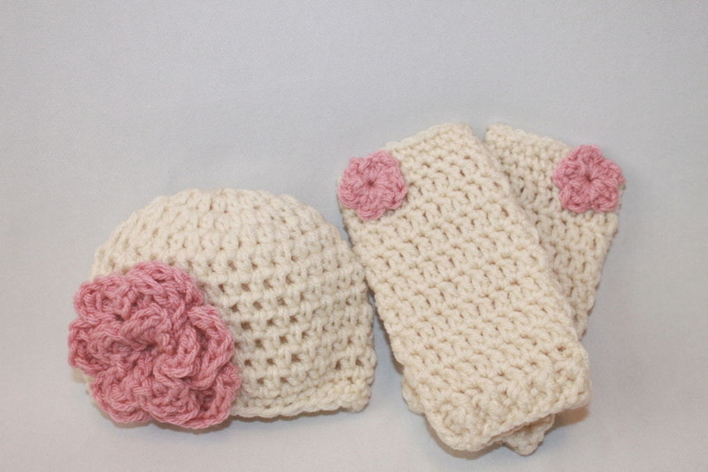 Hat and Leg Warmer Set - Toddler Photography Prop - Girls Hat and Legwarmer Set - Toddler Girls Crochet Leg Warmers - Cream - Rose
