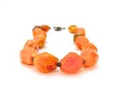 TANGO. orange agate necklace, chunky and organic with gunmetal grey extender chain - stonesartisanjewelry