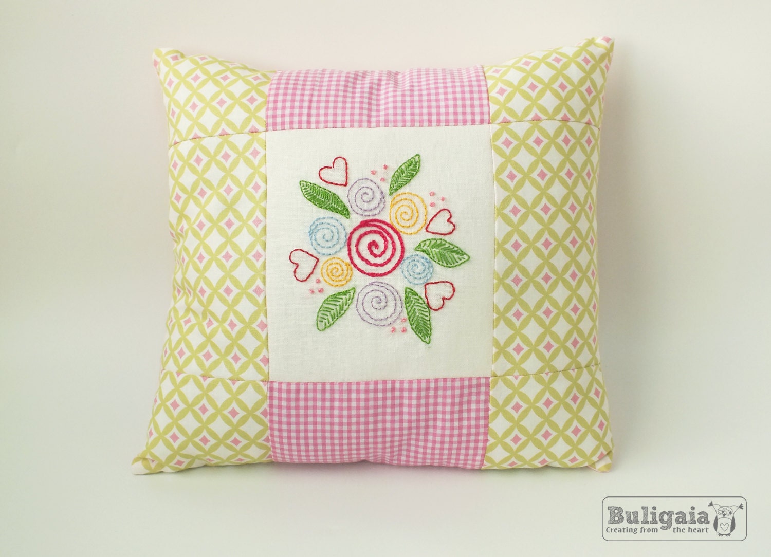 Embroidered pillow  Lovely flowers