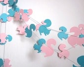 Animal Garland - Child's Room Decoration - Pink and Blue Squirrels