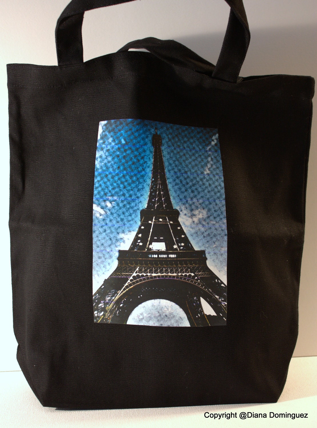 Eiffel Tower Paris  Photo Black Canvas Tote Bag