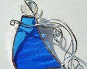 Angel Christmas ornament stained glass blue holiday decoration