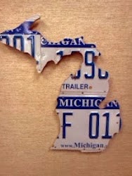 State of Michigan Small Recycled License Plate Map