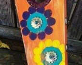 Brightly Painted Boot Jack with Conchos