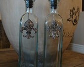 Set of 2 Clear Embellished  Oil and Vinegar Jars