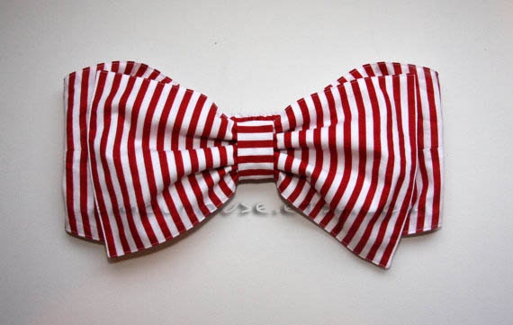 Red and White Stripe Bow Bandeau