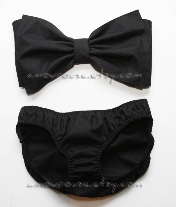 Solid Black Bow Bandeau set (100% cotton fabric)