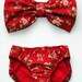 Red floral bow bandeau set - Made to order