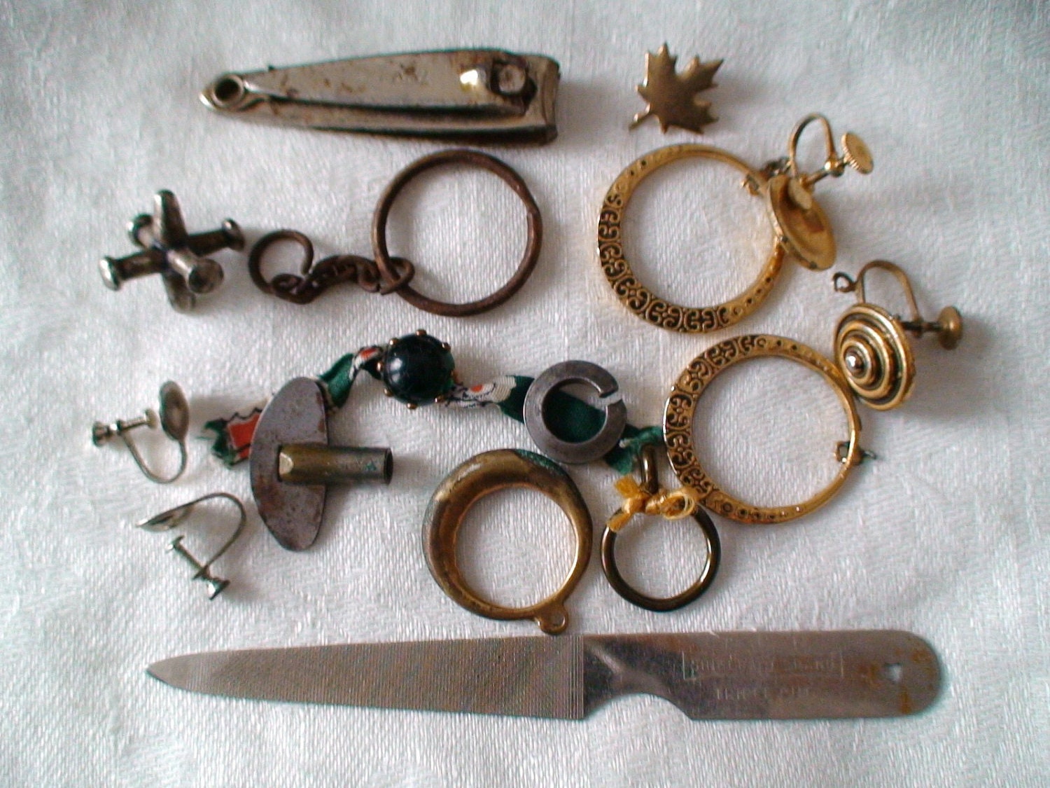 Vintage Jewelry Supplies Found Objects Metal Findings, Earring Findings - Altered Art, Mixed Media, Steampunk