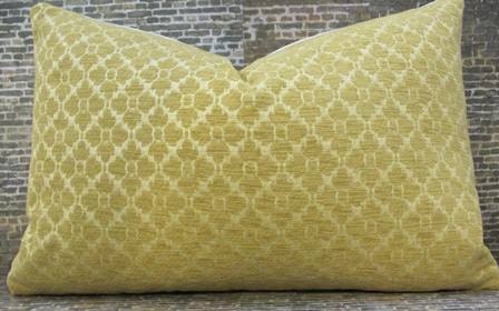 Designer Lumbar Pillow Cover - Chenille Anemone Gold