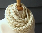 MOLLY Chunky Infinity Scarf, Cowl, Neckwarmer, Unisex, by ArtsyCrochet - Ivory