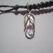 Silver Sand Dollar Waxed Linen with Flip Flop Charm with Pearl bead closure