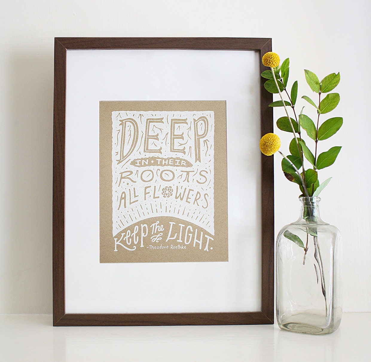 Illustrated Theodore Roethke Quote 8x10 Silkscreen Print