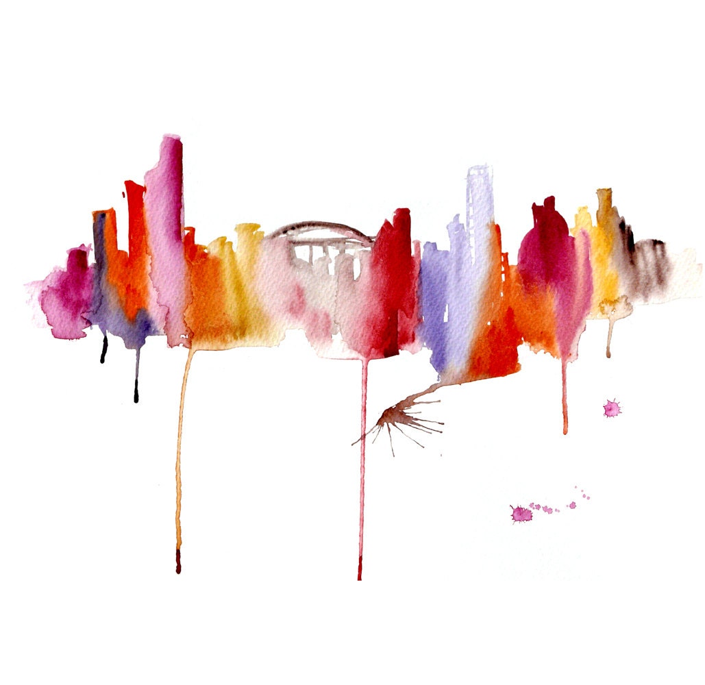 Sydney city Painting - Abstract Painting - Original watercolor painting 13x19