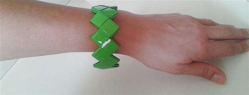 green bracelet-paper wrapper accessories-green paper bangle-green origami jewellry