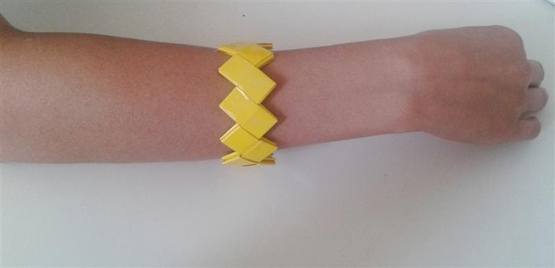 yellow paper bangle-yellow candy wrapper accessories-yellow paper bracelet