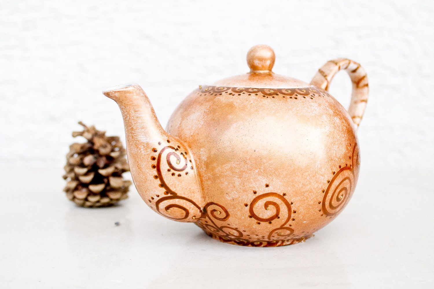 Teapot Fall garden Tea Party - painted ceramics