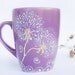 Coffee Mug Purple dandelion Mug - hand painted Cup