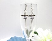 Earrings Dangle Long Silver Dancing Angels