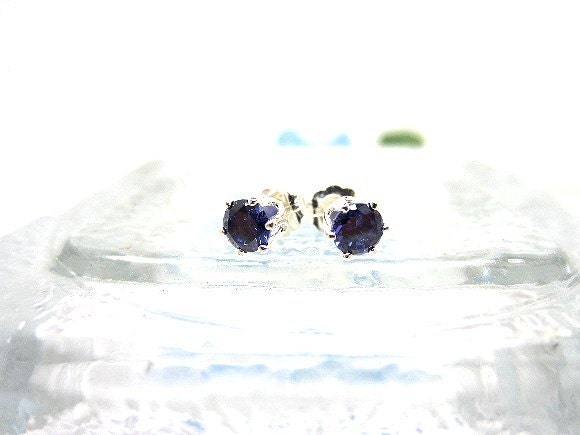 Blue Spinel Post Earrings, Sterling Silver Stud Earrings