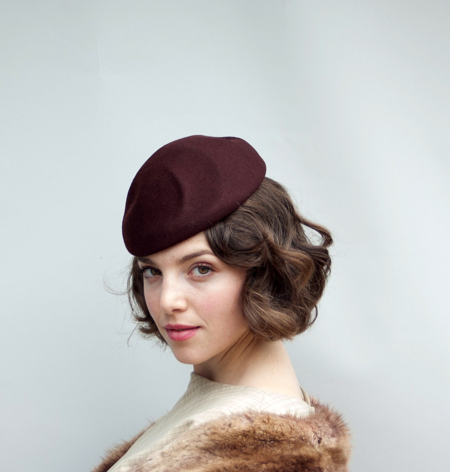 Vintage 1930s Hat - Truffle - Chocolate Brown Felted Wool Cap