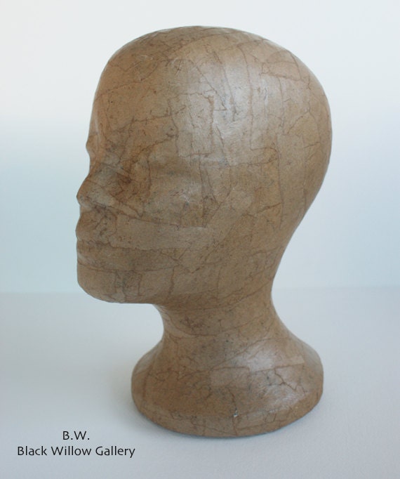 Natural Butchers Paper Mannequin Head Wig Hat Display Vintage