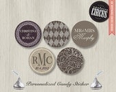208 Custom Kiss Candy Stickers - Classic Lace and Argyle Set  - DIY Wedding