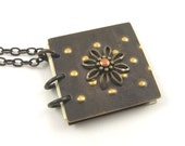 Book Necklace (Rustic Flower Pendant) - michellemach
