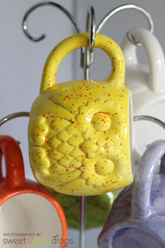 Yellow Owl Mug Handmade Ceramic from my Charleston, SC Studio