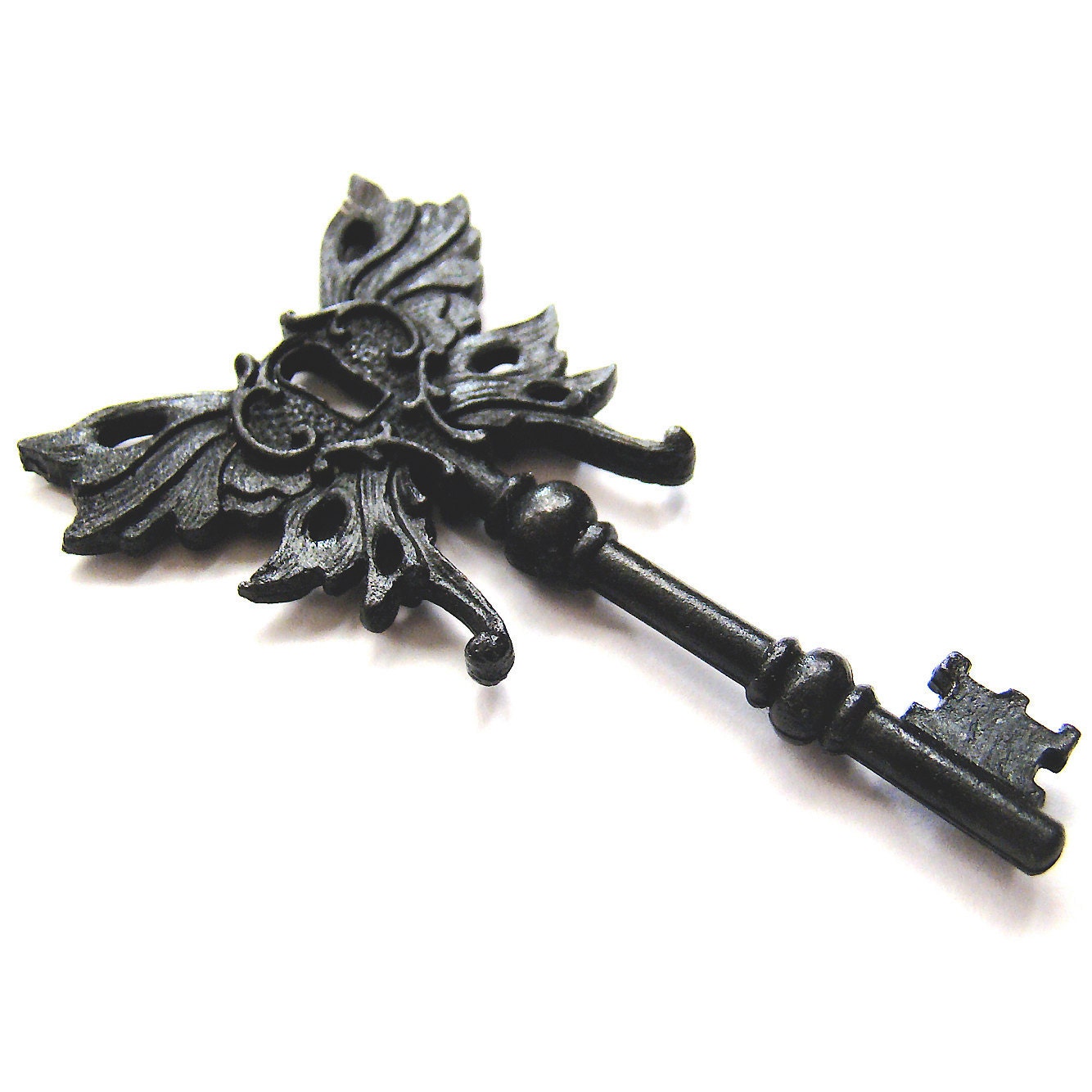 Steampunk key pendant, Black satin finish