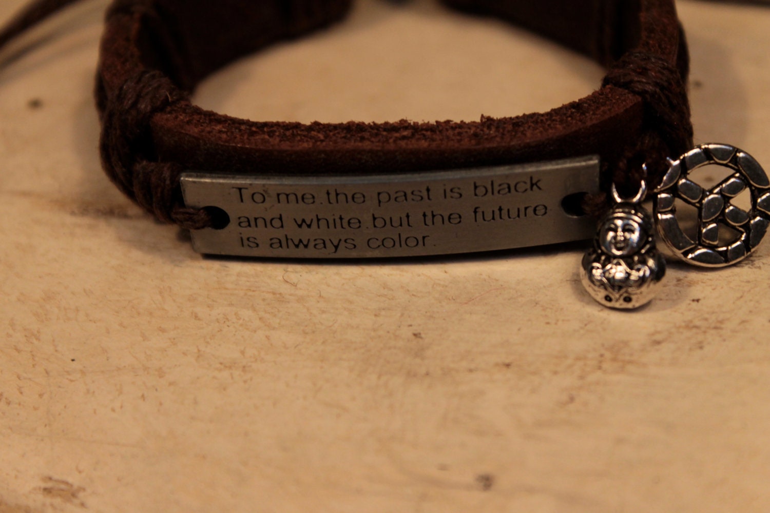 August  Special Reg. 9.00 now 5.00 LOVELY QUOTE METAL Hippie Peace Bracelet