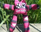 New Handmade Evil Ugly Sock Critter. Ugly Stuffed Cat. Not your average sock monkey.