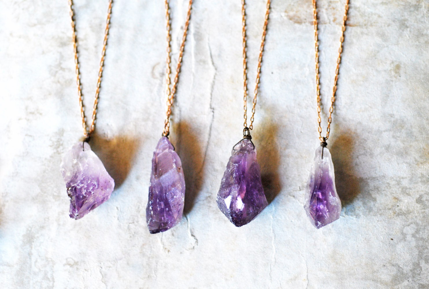no. 57 - rough amethyst nugget and vintage brass necklace