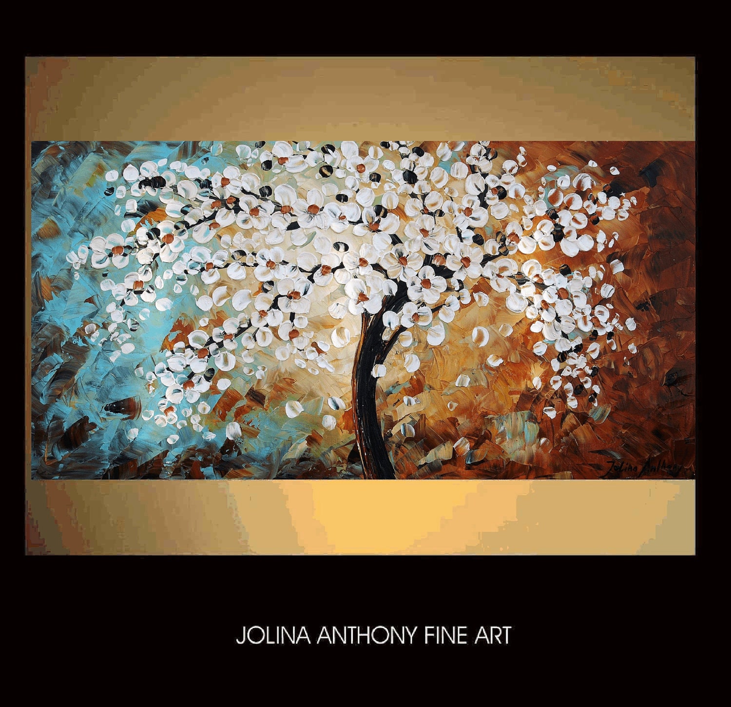 Original Abstract Painting Tree Impasto thick textured artwork from Artist Jolina Anthony express and free shipping