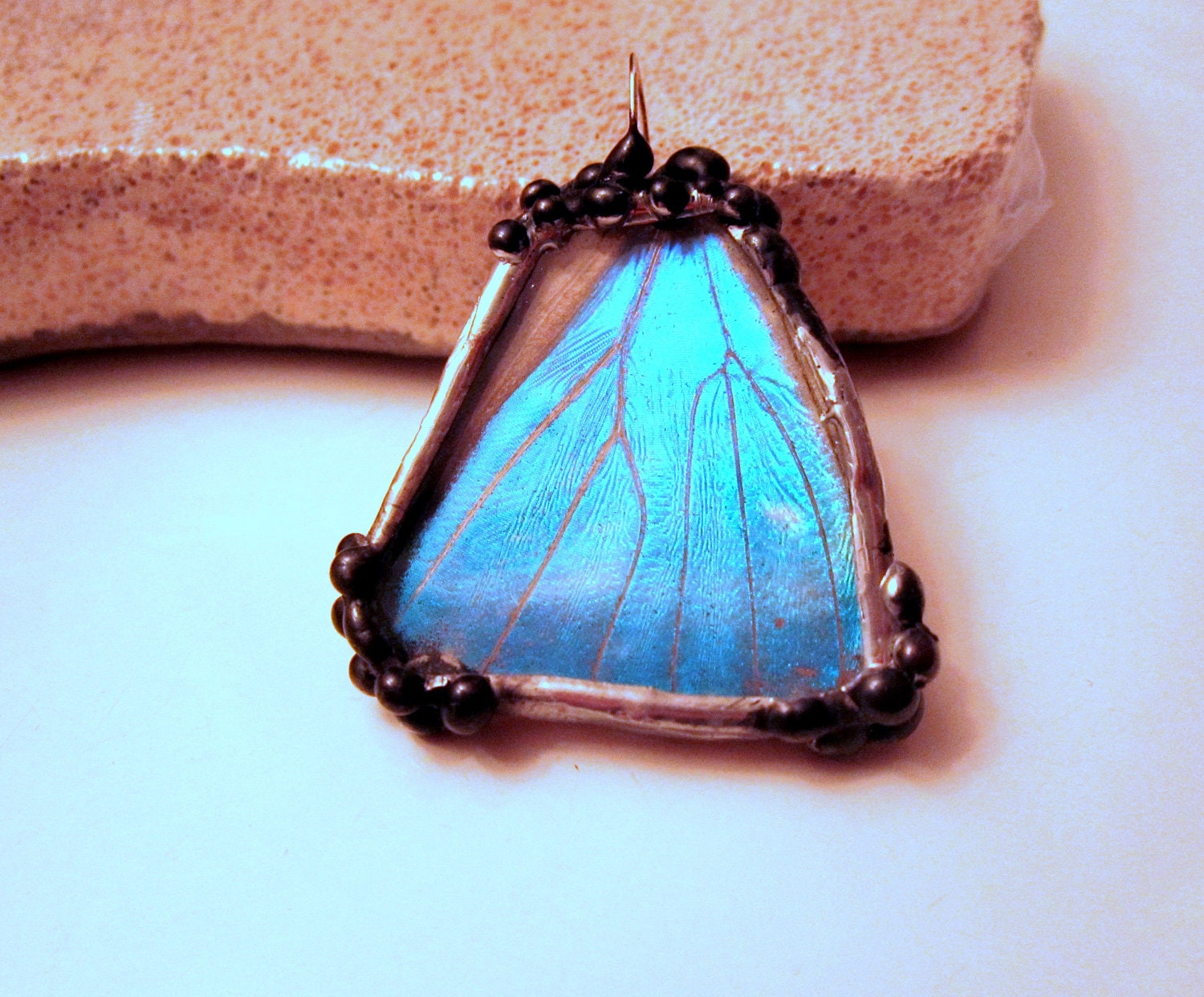 Real Butterfly Pendant - Blue Morpho Butterfly Wing