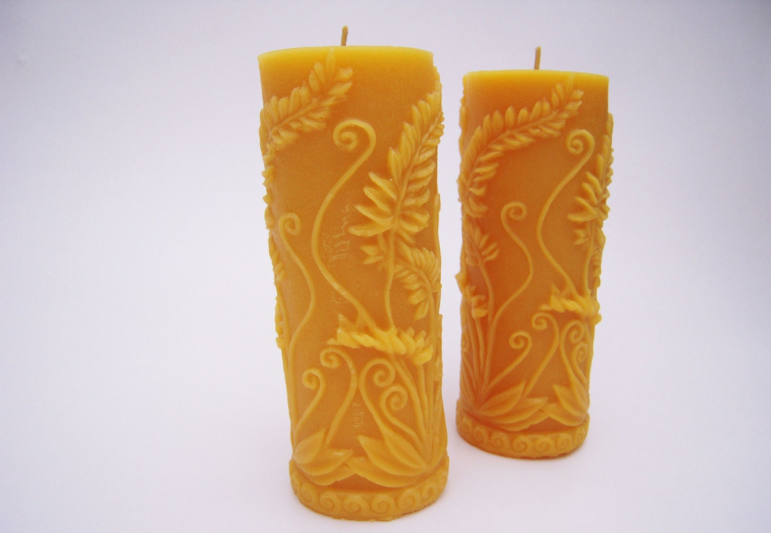 Beeswax Fern Pillar Candle