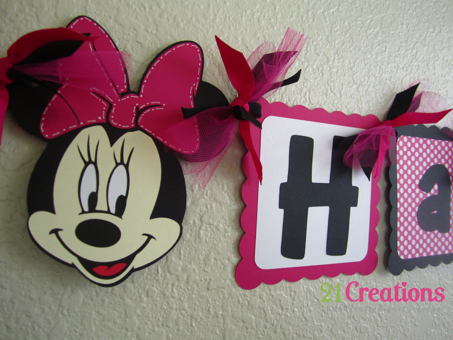 Minnie Mouse Birthday Banner in Hot Pink Il_570xn