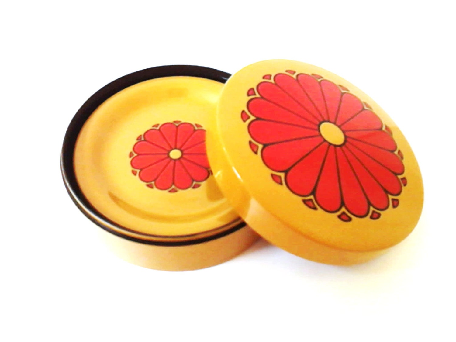 vintage flower power coasters set of six flower orange