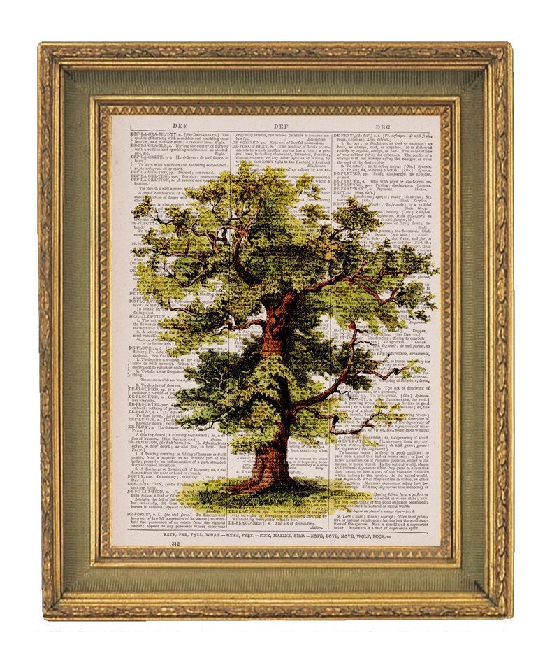 Green Tree - Vintage Dictionary Print-  8x10 Buy 2 Get 1 Free