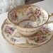 antique gold tea cup and saucer set, Jackson and Gosling Grosvenor Ye Olde English, vintage 1920's pink rose hand painted,RESERVED 4 olive