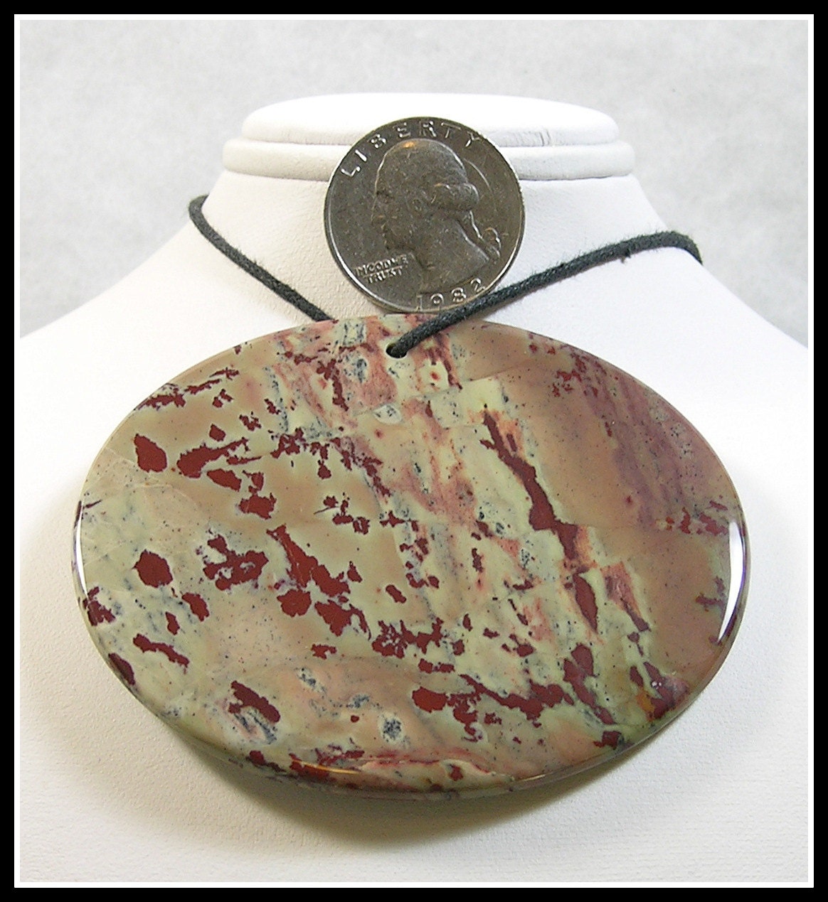 HUGE Oval Chinese Dendritic Jasper Focal Bead