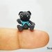 Black Pug Dog with Blue Bow - Teeny Tiny Crochet Miniature Dogs  - Made To Order