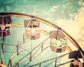 Carnival Decor Circus Pictures Ferris Wheel Nursery Decor Mint Children's Room Art Retro Fair Photo Print Yellow Aqua Teal.