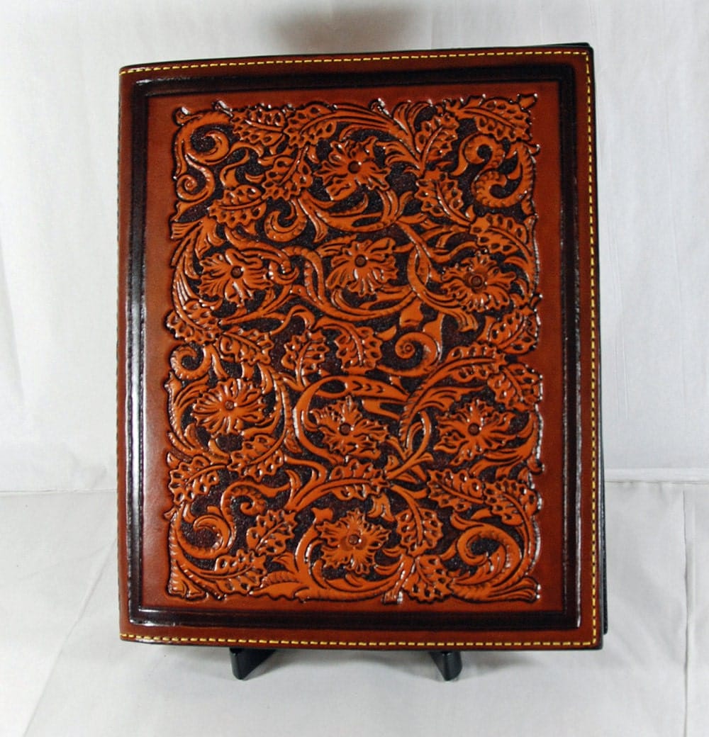 Large Hand Tooled Leather Portfolio By Leathersmith On Etsy