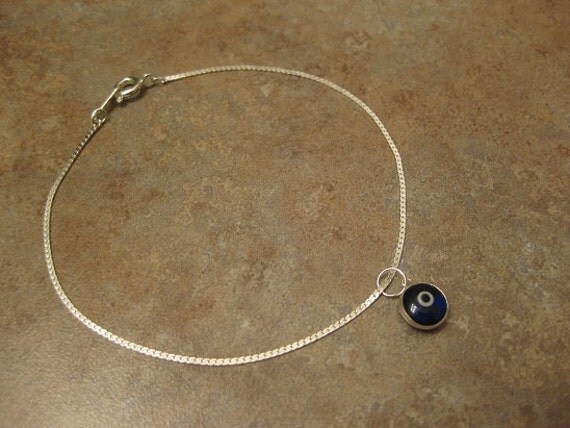 Gold Evil Eye Bracelet - 18kt White Gold Plated Bracelet  -Sterling Silver Evil Eye evil eye jewelry , evil eye charm , evil eye pendant