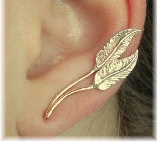 Feather Ear Pin - Sterling Silver and Gold Filled - PAIR - ChapmanJewelry