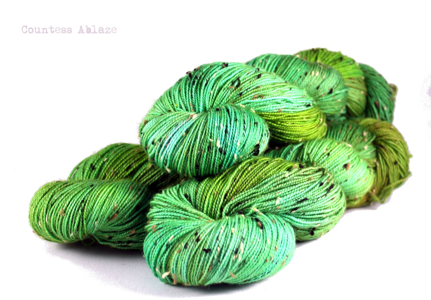 Donegal tweed - merino - hand dyed yarn - fingering 4ply weight - "Shooting Leaves OOAK" - UK Seller - Dr Donegal 4ply