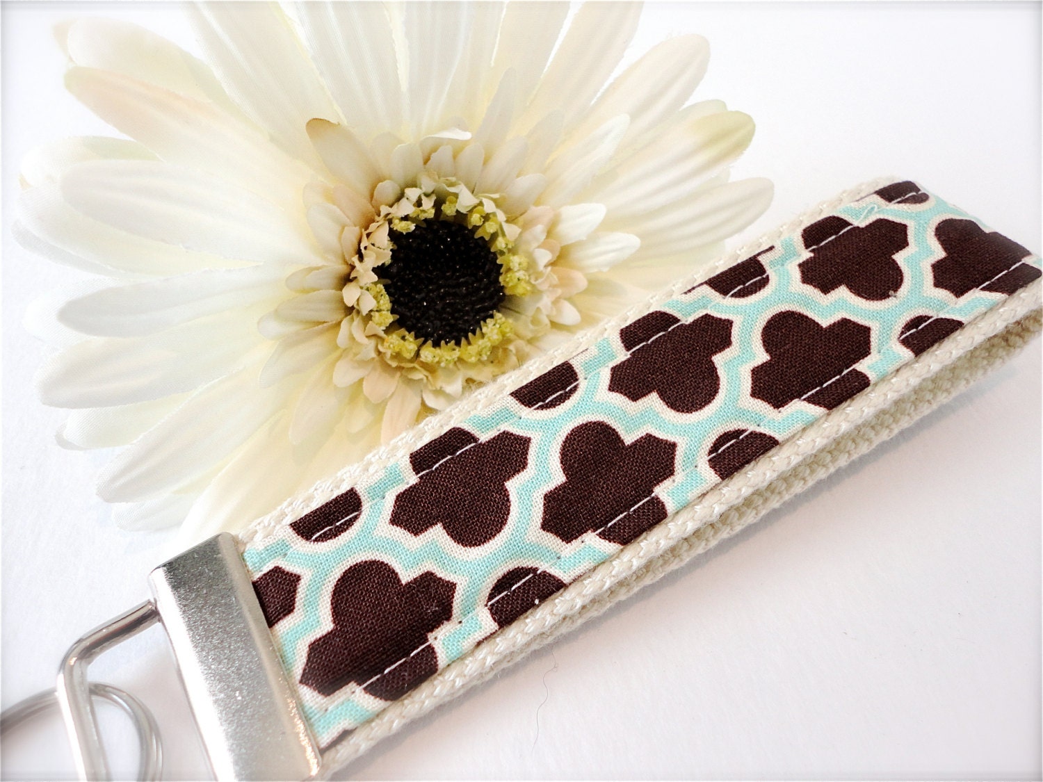 Beautiful Key Fob/Chain Wristlet Joel Dewberry Aviary 2 Lodge Lattice in Bark