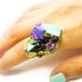 Titanium Quartz Rainbow Druzy Ring Aura Crystal Stone Cluster